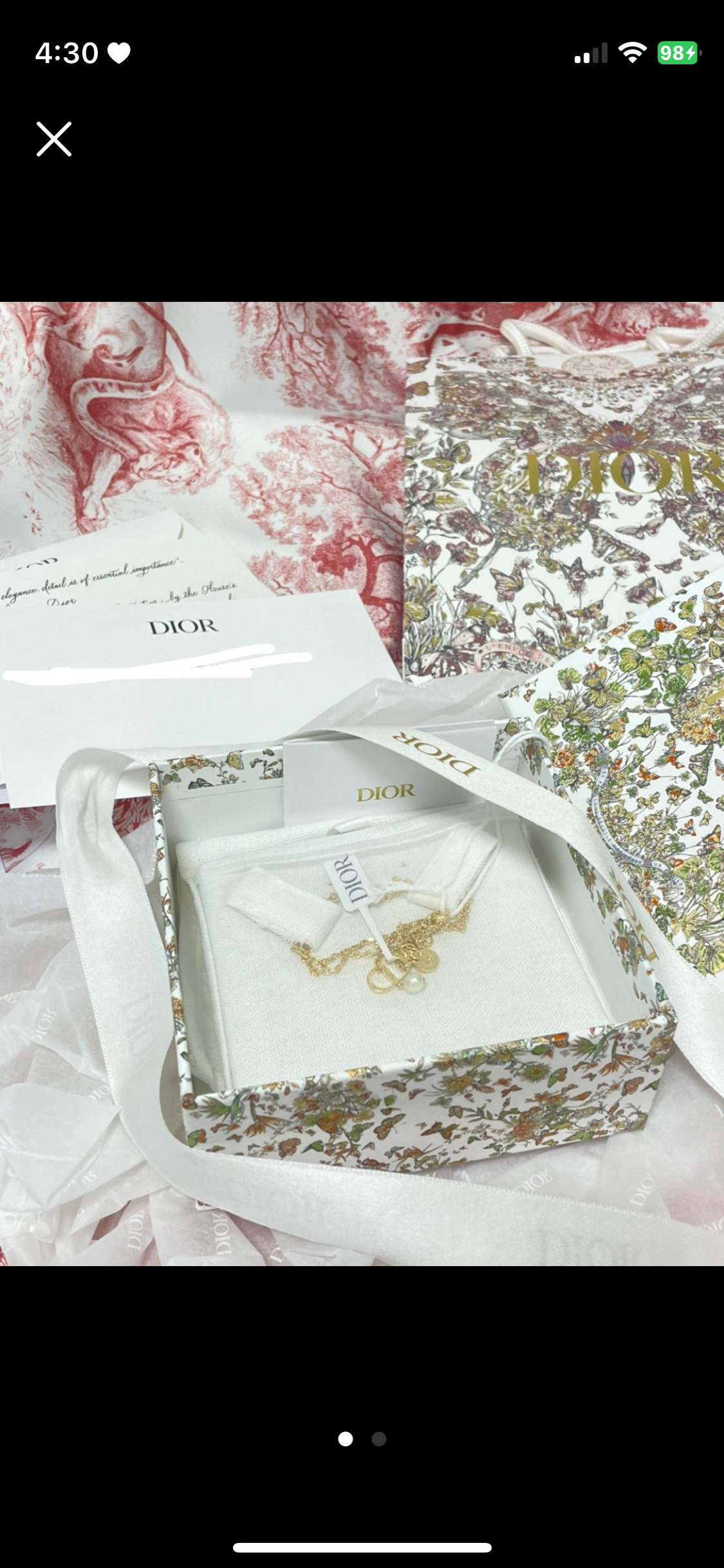 정품) 디올 진주 목걸이 (제품명 : Petit CD 목걸이)