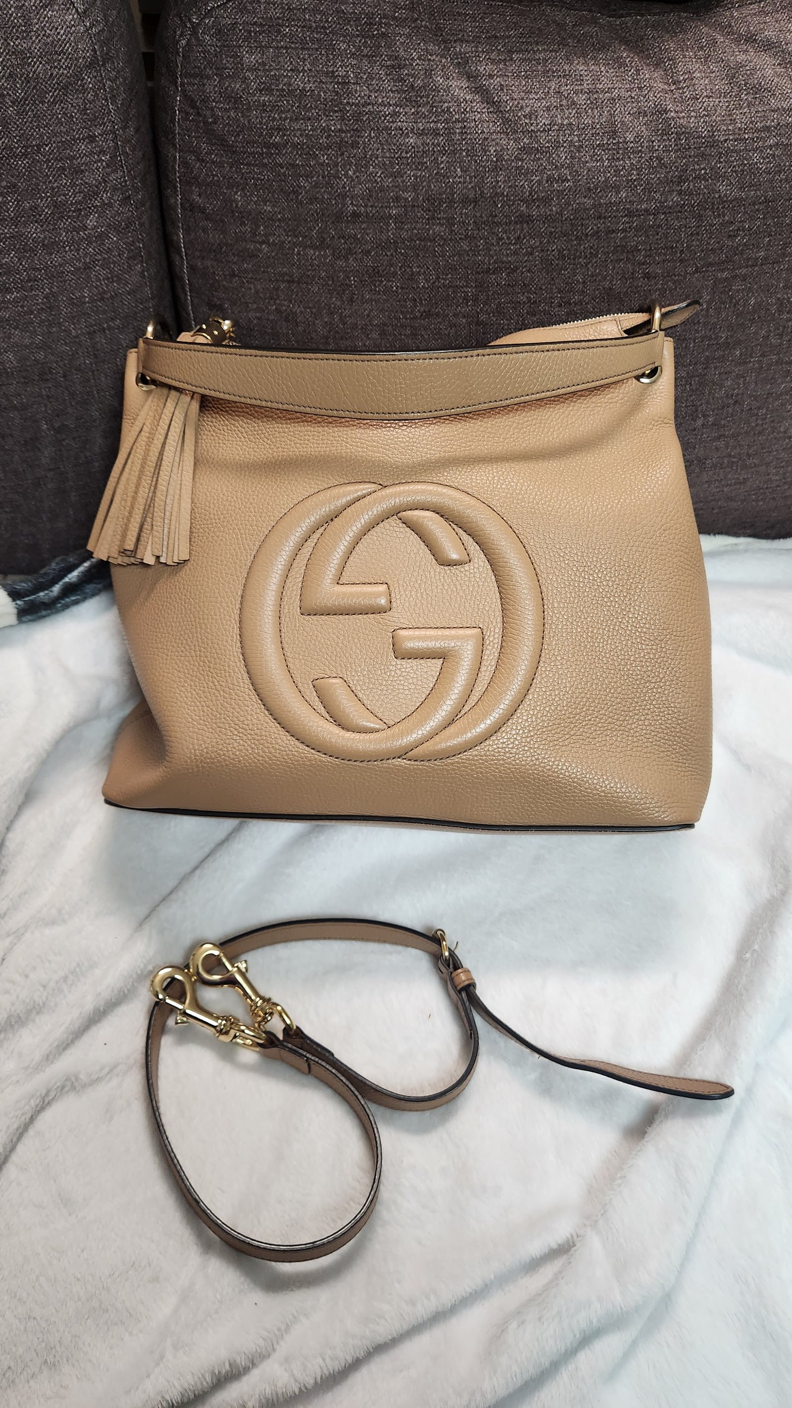 구찌 가방 소호 테슬 호보백 베이지 숄더백 토트백