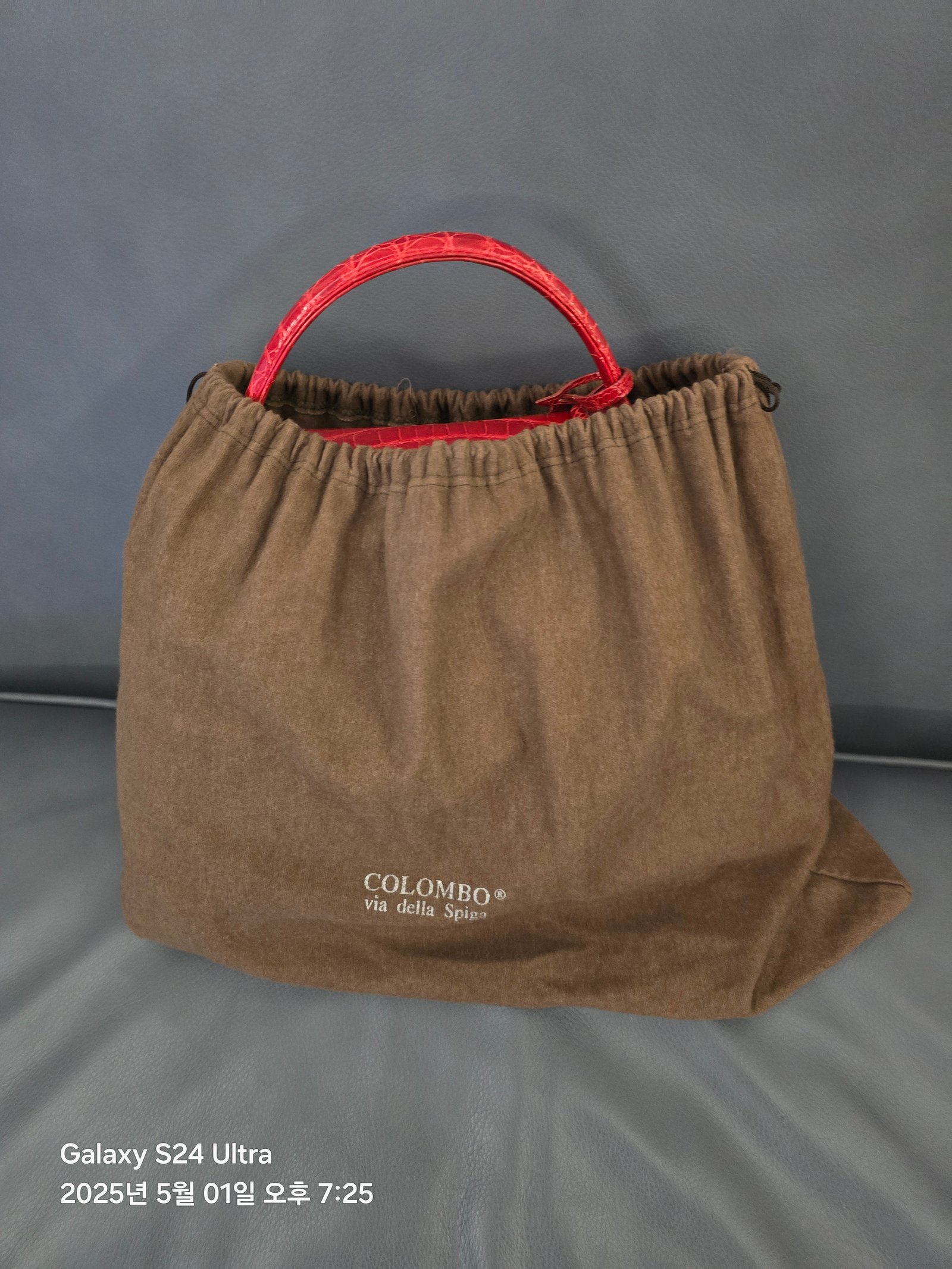 콜롬보 악어 가죽 토트백 레드