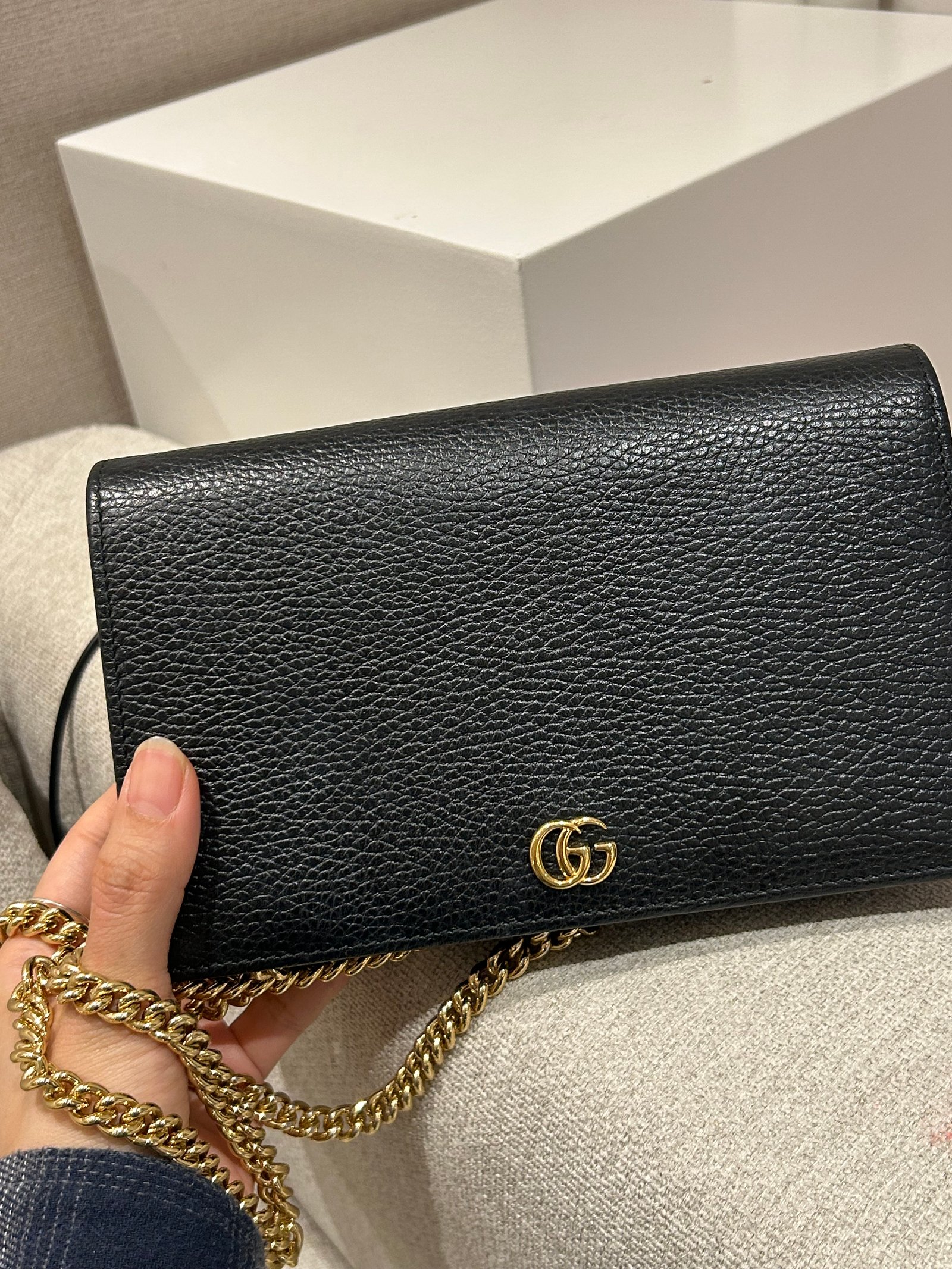 구찌 마몽 미니레더 체인백